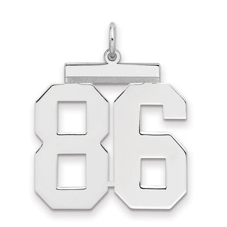 Sterling Silver Rhodium-plated Large Polished Number 86 Charm