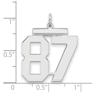 Sterling Silver Rhodium-plated Large Polished Number 87 Charm