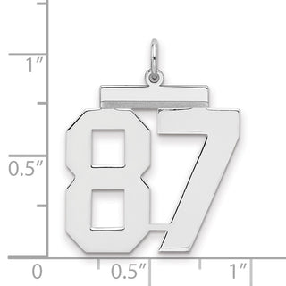 Sterling Silver Rhodium-plated Large Polished Number 87 Charm