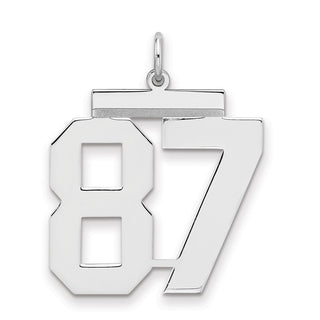 Sterling Silver Rhodium-plated Large Polished Number 87 Charm