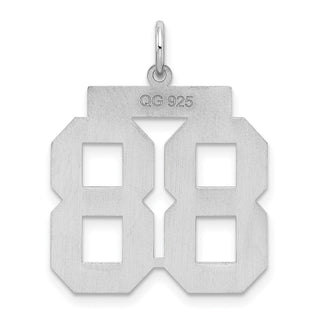Sterling Silver Rhodium-plated Large Polished Number 88 Charm