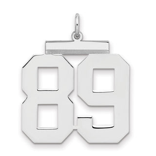 Sterling Silver Rhodium-plated Large Polished Number 89 Charm
