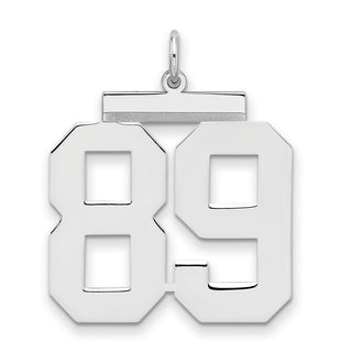Sterling Silver Rhodium-plated Large Polished Number 89 Charm