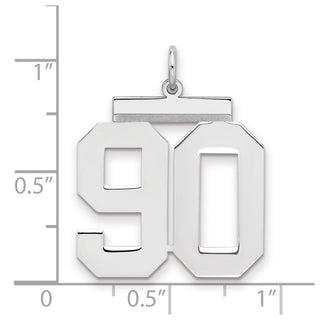Sterling Silver Rhodium-plated Large Polished Number 90 Charm