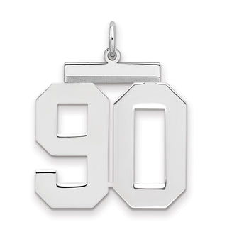 Sterling Silver Rhodium-plated Large Polished Number 90 Charm
