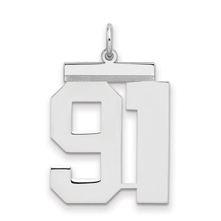 Sterling Silver Rhodium-plated Large Polished Number 91 Charm