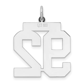 Sterling Silver Rhodium-plated Large Polished Number 92 Charm