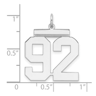 Sterling Silver Rhodium-plated Large Polished Number 92 Charm