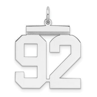 Sterling Silver Rhodium-plated Large Polished Number 92 Charm