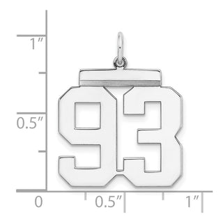 Sterling Silver Rhodium-plated Large Polished Number 93 Charm