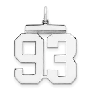 Sterling Silver Rhodium-plated Large Polished Number 93 Charm