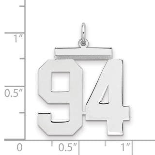 Sterling Silver Rhodium-plated Large Polished Number 94 Charm