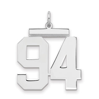 Sterling Silver Rhodium-plated Large Polished Number 94 Charm