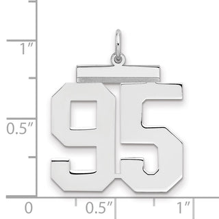 Sterling Silver Rhodium-plated Large Polished Number 95 Charm