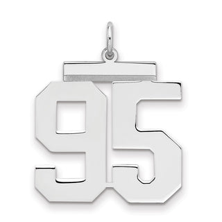 Sterling Silver Rhodium-plated Large Polished Number 95 Charm