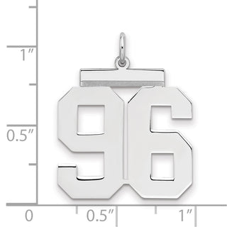 Sterling Silver Rhodium-plated Large Polished Number 96 Charm