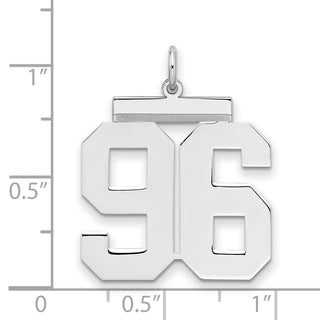 Sterling Silver Rhodium-plated Large Polished Number 96 Charm