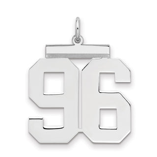 Sterling Silver Rhodium-plated Large Polished Number 96 Charm