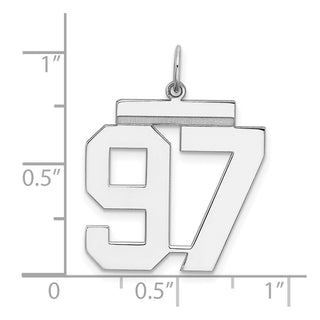 Sterling Silver Rhodium-plated Large Polished Number 97 Charm