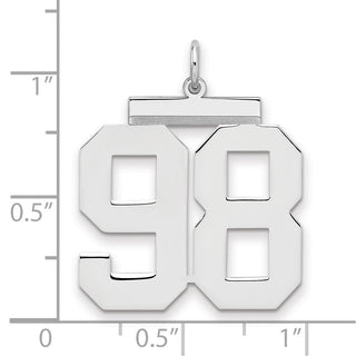 Sterling Silver Rhodium-plated Large Polished Number 98 Charm