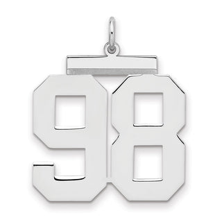 Sterling Silver Rhodium-plated Large Polished Number 98 Charm
