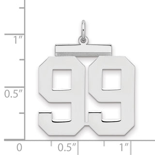 Sterling Silver Rhodium-plated Large Polished Number 99 Charm