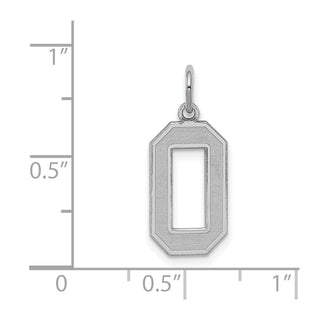 Sterling Silver Rhodium-plated Medium Satin Number 0 Charm