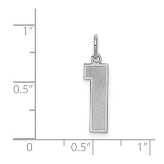 Sterling Silver Rhodium-plated Medium Satin Number 1 Charm