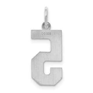 Sterling Silver Rhodium-plated Medium Satin Number 5 Charm