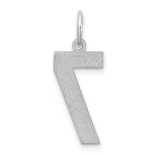 Sterling Silver Rhodium-plated Medium Satin Number 7 Charm