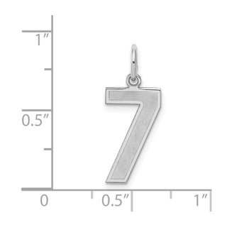 Sterling Silver Rhodium-plated Medium Satin Number 7 Charm