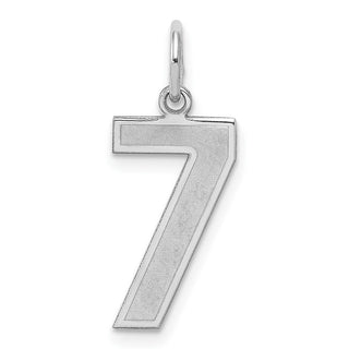 Sterling Silver Rhodium-plated Medium Satin Number 7 Charm