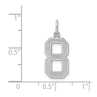 Sterling Silver Rhodium-plated Medium Satin Number 8 Charm