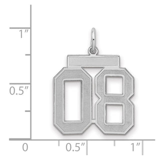 Sterling Silver Medium Satin Number 8 w/Top Charm