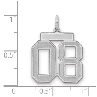 Sterling Silver Medium Satin Number 8 w/Top Charm