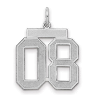 Sterling Silver Medium Satin Number 8 w/Top Charm