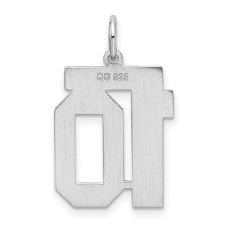 Sterling Silver Rhodium-plated Medium Satin Number 10 Charm
