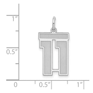 Sterling Silver Rhodium-plated Medium Satin Number 11 Charm
