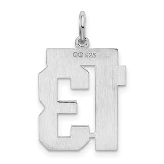 Sterling Silver Rhodium-plated Medium Satin Number 13 Charm