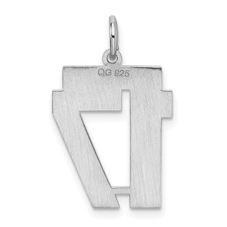 Sterling Silver Rhodium-plated Medium Satin Number 17 Charm