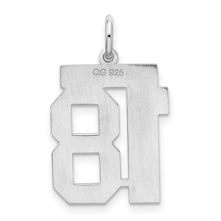 Sterling Silver Rhodium-plated Medium Satin Number 18 Charm