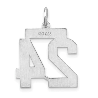 Sterling Silver Rhodium-plated Medium Satin Number 24 Charm