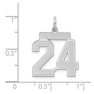 Sterling Silver Rhodium-plated Medium Satin Number 24 Charm