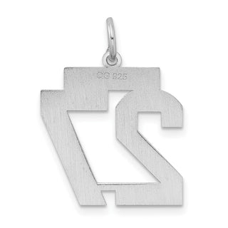 Sterling Silver Rhodium-plated Medium Satin Number 27 Charm