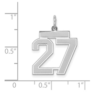Sterling Silver Rhodium-plated Medium Satin Number 27 Charm