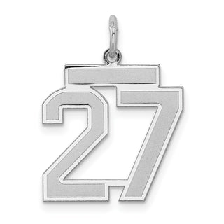 Sterling Silver Rhodium-plated Medium Satin Number 27 Charm