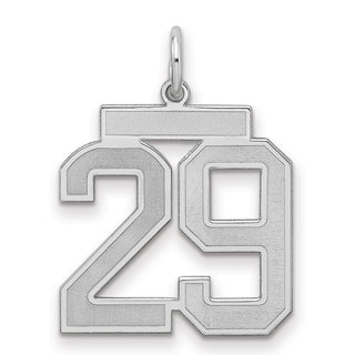 Sterling Silver Rhodium-plated Medium Satin Number 29 Charm