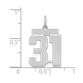 Sterling Silver Rhodium-plated Medium Satin Number 31 Charm