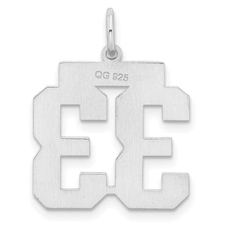 Sterling Silver Rhodium-plated Medium Satin Number 33 Charm