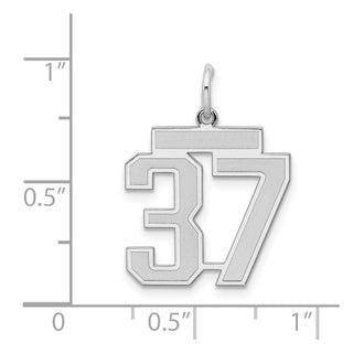Sterling Silver Rhodium-plated Medium Satin Number 37 Charm